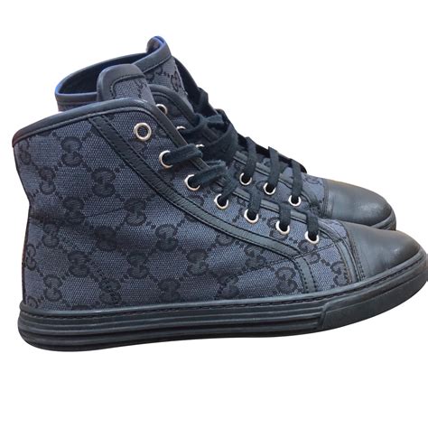 gucci high tops black|Gucci monogram high top sneakers.